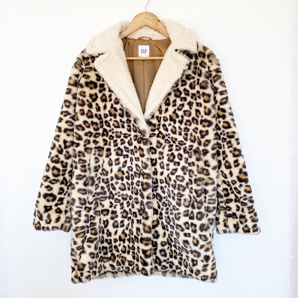Gap Faux Fur Cheetah Print Long Coat